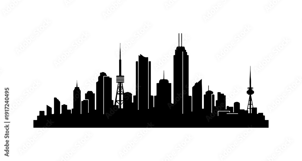 Fototapeta premium Modern City Skyline Vector Illustration