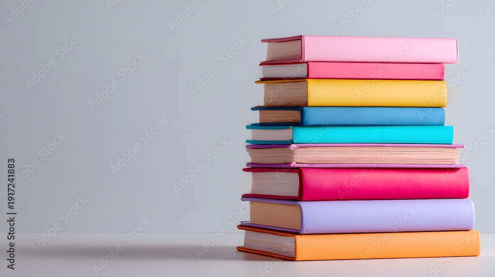 Fototapeta premium Stack of Colorful Books on a White Background.