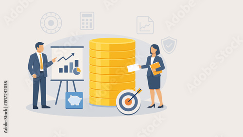 Financial Planning and Budget Strategy with Coin Stack Metaphor