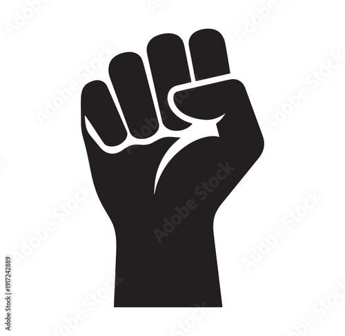 Raised fist symbolizing protest and solidarity in a powerful gesture  one hand