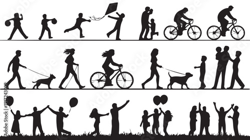 silhouettes of people working group of Happy people
