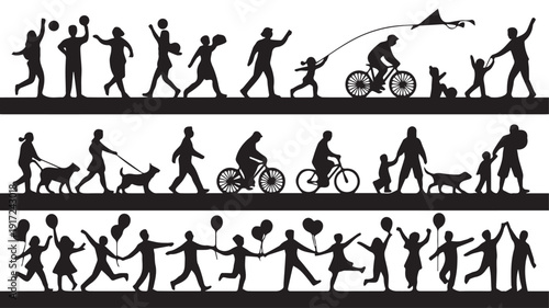 silhouettes of people working group of Happy people
