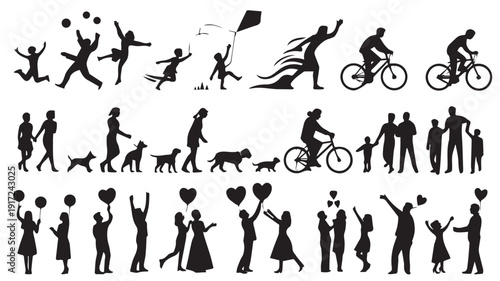 silhouettes of people working group of Happy people
