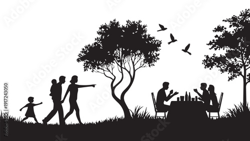 silhouettes of people working group of Happy people
