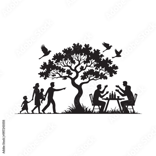 silhouettes of people working group of Happy people
