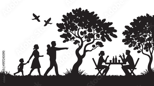 silhouettes of people working group of Happy people

