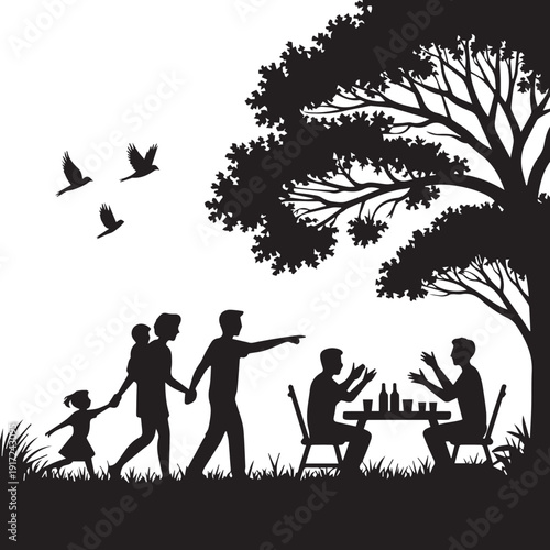 silhouettes of people working group of Happy people

