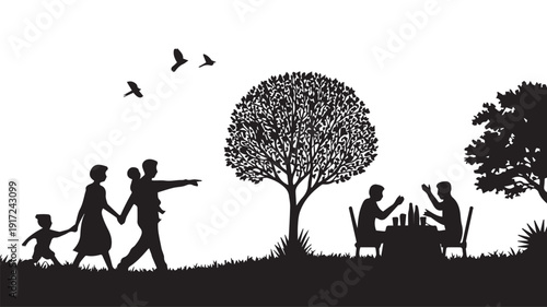 silhouettes of people working group of Happy people
