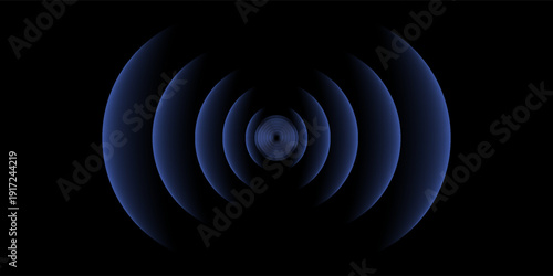 Wi-Fi wave light effect. Radar sensor, sound technology, digital sign.Transparent neon circle symbol. Wireless internet connection. Radar or sonar with wireless technology emitting light effect