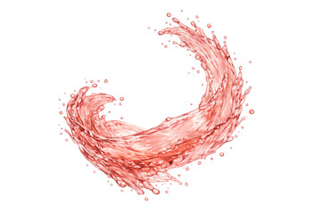 Pink liquid splash creating a wave and dynamic droplets motion, refreshing fluid on transparent background