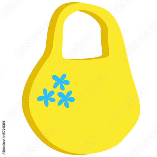 easter eggs with yellow flowers, shopping bag