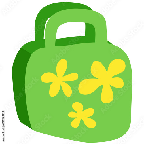 green flower bag, shopping bag