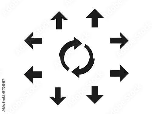 Free Download Set of black arrows in different directions and a circular arrows set on white background - GFXLoad