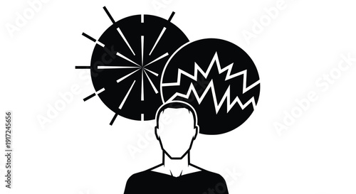 Human Silhouette with Balanced Geometric Shapes of Chaos and Order