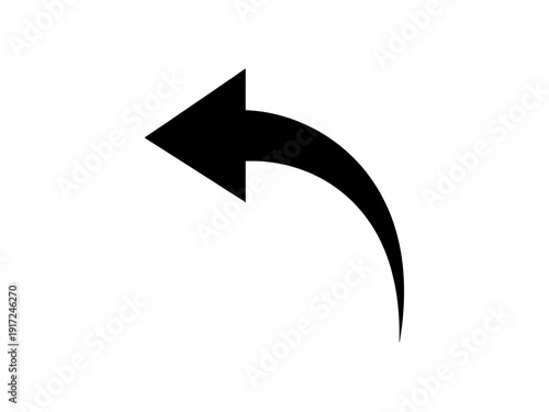 Free Download Solid black curved arrow pointing left, signifying a return, backtrack, or undo action. - GFXLoad
