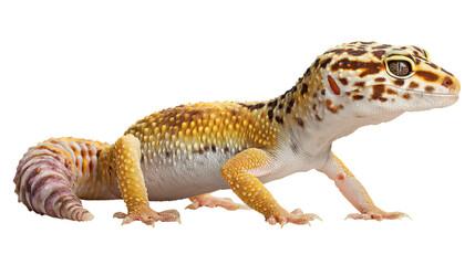 Leopard gecko reptile spotted skin, isolated on a white background