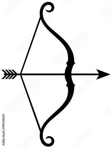 Medieval Bow and Arrow Silhouette Vector Illustration