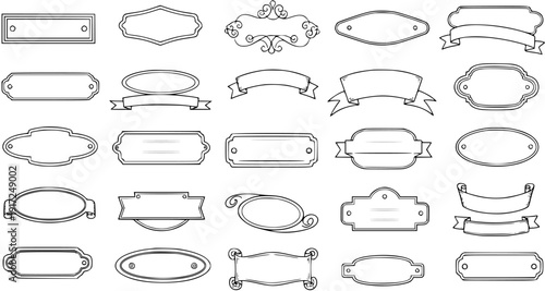 Vintage Label Frames Vector Set: Ornate Banner Shapes, Ribbon Scrolls, and Decorative Frames for Retro Design Elements