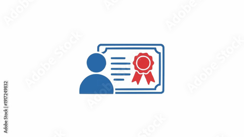 Blue Certificate Icon with Person.