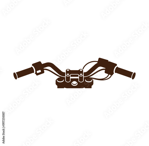 Brown motorcycle handlebar with grips and controls  isolated on white background