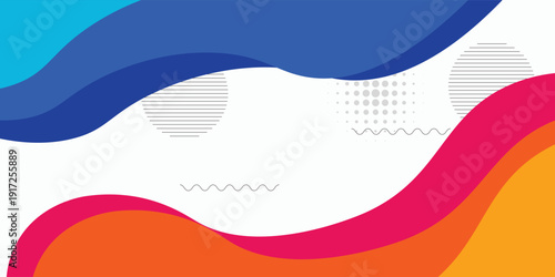 Simple blue and orange geometric business banner design. creative banner design with wave shapes and lines on white background for template. Simple horizontal banner. Eps10 vector