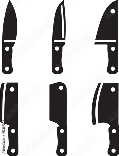 Butcher Knife Silhouette Vector Black and White