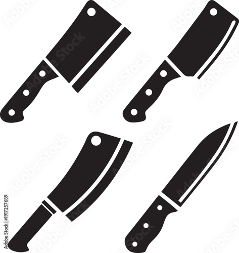 Butcher Knife Silhouette Vector Black and White