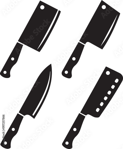 Butcher Knife Silhouette Vector Black and White