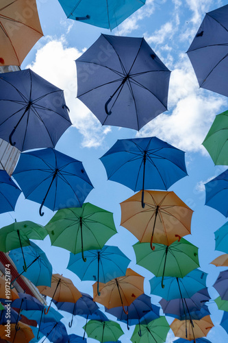 Umbrellas in the sky