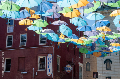 Umbrellas in the sky