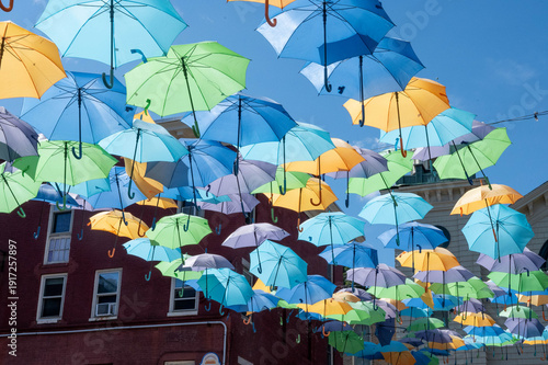 Umbrellas in the sky