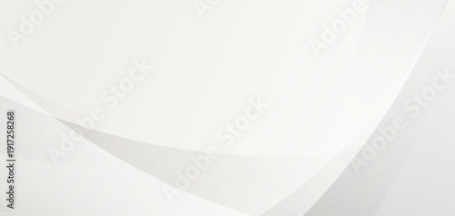 Minimalist white abstract background with soft curved light rays and smooth diagonal gradients.