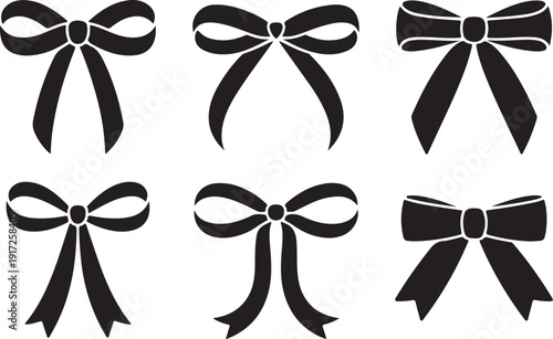 Six Black and White Bow Ties in Different Styles formal wear