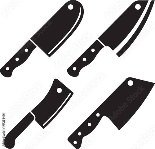 Butcher Knife Silhouette Vector Black and White