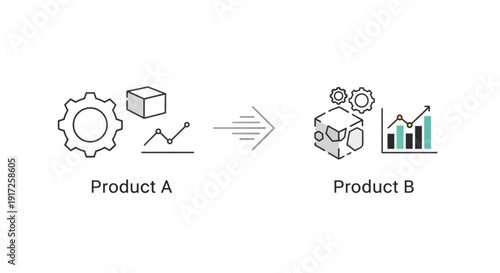 Product development process from concept to success with infographics and graphs