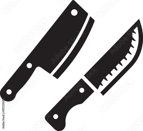 Butcher Knife Silhouette Vector Black and White