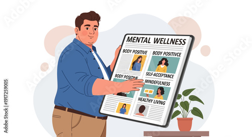 Mental Wellness Concepts A Newspaper Headline Showcasing Health and Self-Acceptance