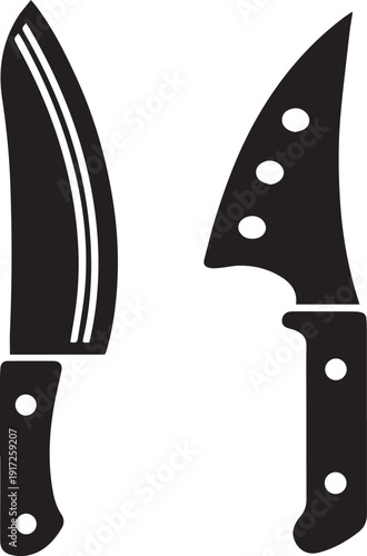 Butcher Knife Silhouette Vector Black and White