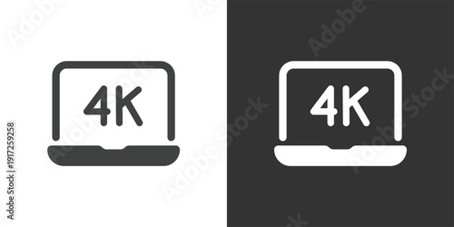 4K Laptop Icon. Solid glyph series icon