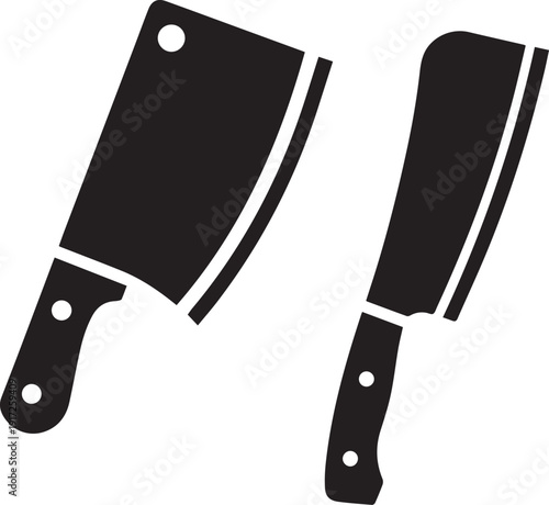 Butcher Knife Silhouette Vector Black and White
