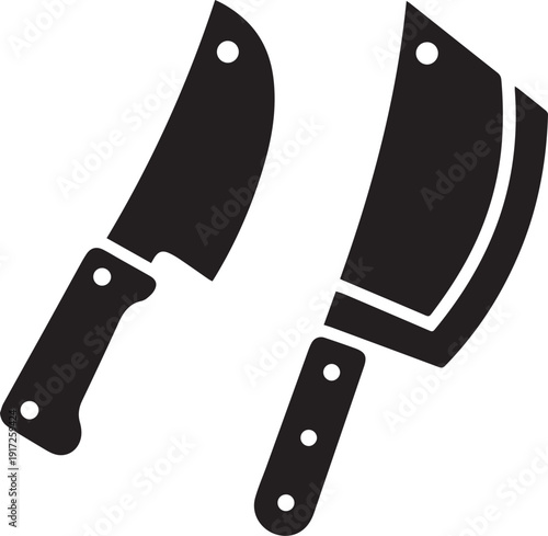 Butcher Knife Silhouette Vector Black and White