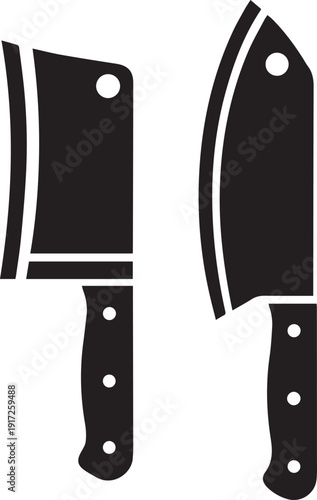 Butcher Knife Silhouette Vector Black and White