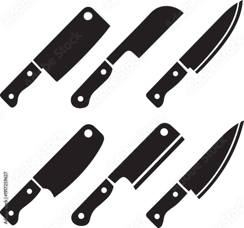 Butcher Knife Silhouette Vector Black and White
