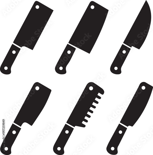 Butcher Knife Silhouette Vector Black and White