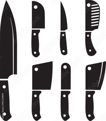 Butcher Knife Silhouette Vector Black and White