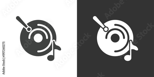 Vinyl Record and Stylus icon. Solid glyph series icon