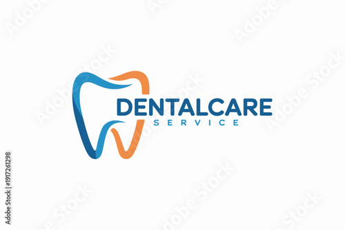 A for a dental care service with a stylized tooth and text blue