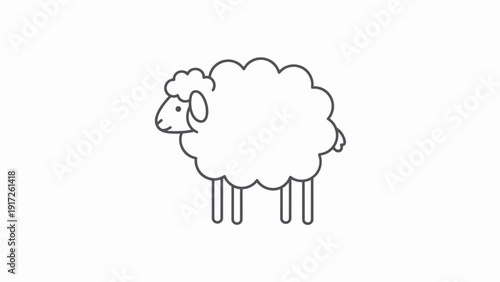 Simple Line Drawing of a Sheep