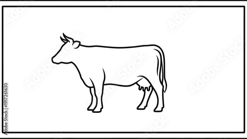 Simple black line drawing of a cow