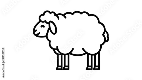 Simple Line Art Sheep Illustration